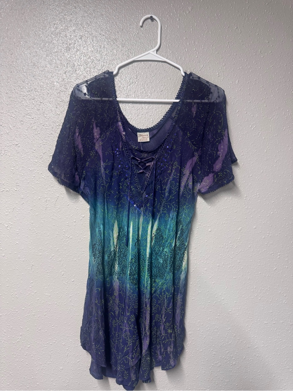 Advance Apparels Purple & Teal Ombre Lace-Up Tunic